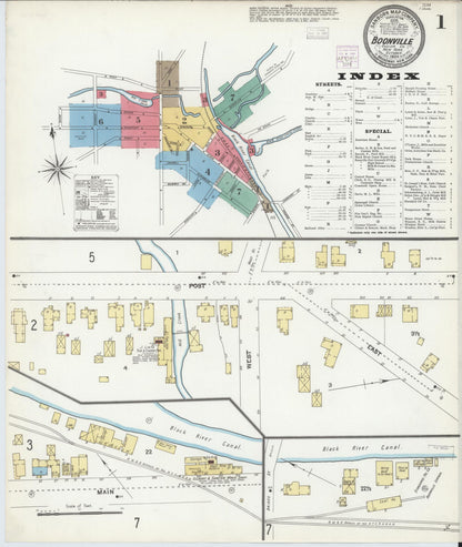 Sanborn Fire Insurance Map from Boonville, Oneida County, New York (1904), Sheet #0001 - Complete Map Set gallery image, historic Sanborn map, vintage wall art, New York New York