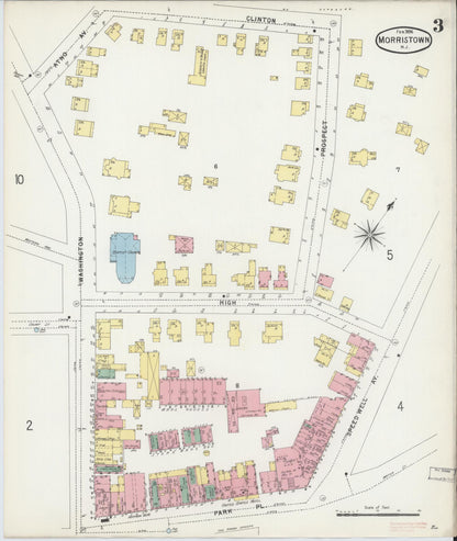 Sanborn Fire Insurance Map from Morristown, Morris County, New Jersey (1896), Sheet #0003 - Complete Map Set gallery image, historic Sanborn map, vintage wall art, New Jersey New Jersey
