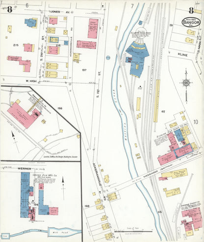 Sanborn Fire Insurance Map from Bangor, Northampton County, Pennsylvania (1923), Sheet #0008 - Complete Map Set gallery image, historic Sanborn map, vintage wall art, Pennsylvania Pennsylvania