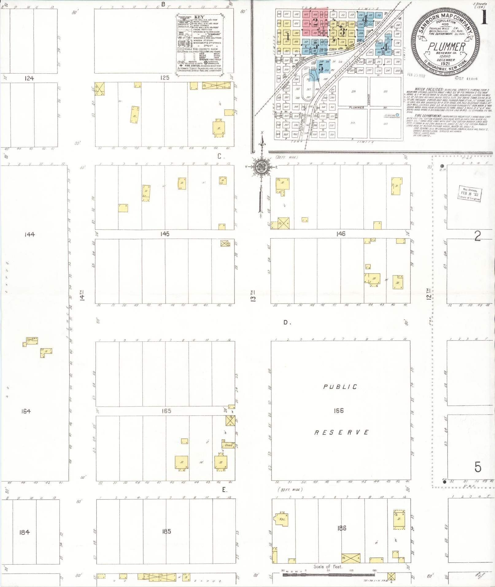 Sanborn Fire Insurance Map from Plummer, Benewah County, Idaho (1921), Sheet #0001 - Historic Sanborn Fire Insurance Map Print, vintage old map wall art, antique decor, genealogy gift, Idaho Idaho map