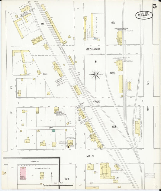 Sanborn Fire Insurance Map from Osage, Mitchell County, Iowa (1892), Sheet #0005 - Historic Sanborn Fire Insurance Map Print, vintage old map wall art