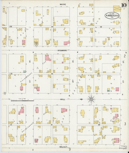 Sanborn Fire Insurance Map from North Manchester, Wabash County, Indiana (1900), Sheet #0010 - Complete Map Set gallery image, historic Sanborn map, vintage wall art, Indiana Indiana