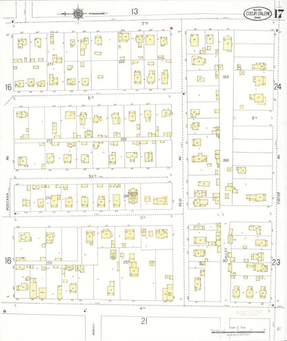 Sanborn Fire Insurance Map from Coeur D'alene, Kootenai County, Idaho (1921), Sheet #0017 - Complete Map Set gallery image, historic Sanborn map, vintage wall art, Idaho Idaho