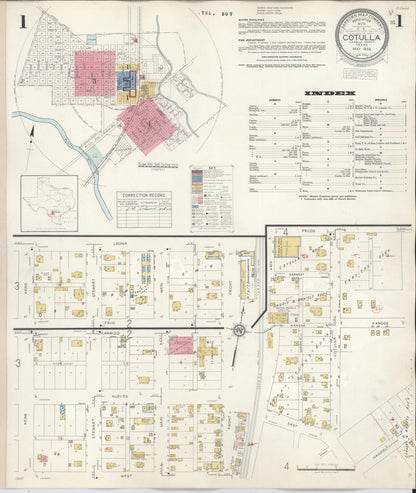 Sanborn Fire Insurance Map from Cotulla, La Salle County, Texas (1948), Sheet #0001 - Complete Map Set gallery image, historic Sanborn map, vintage wall art, Texas Texas