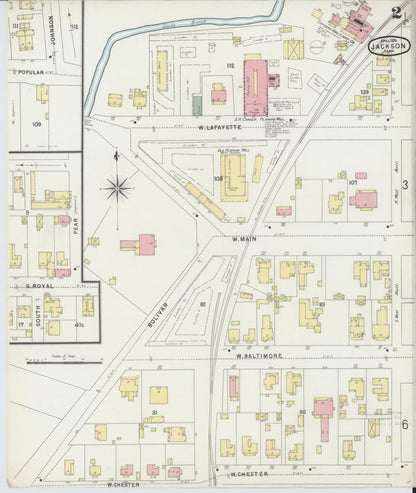 Sanborn Fire Insurance Map from Jackson, Madison County, Tennessee (1896), Sheet #0002 - Complete Map Set gallery image, historic Sanborn map, vintage wall art, Tennessee Tennessee
