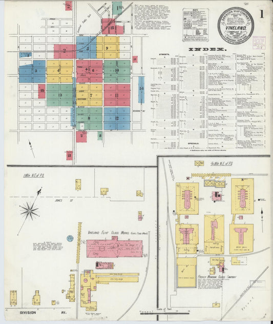 Sanborn Fire Insurance Map from Vineland, Cumberland County, New Jersey (1906), Sheet #0001 - Complete Map Set gallery image, historic Sanborn map, vintage wall art, New Jersey New Jersey