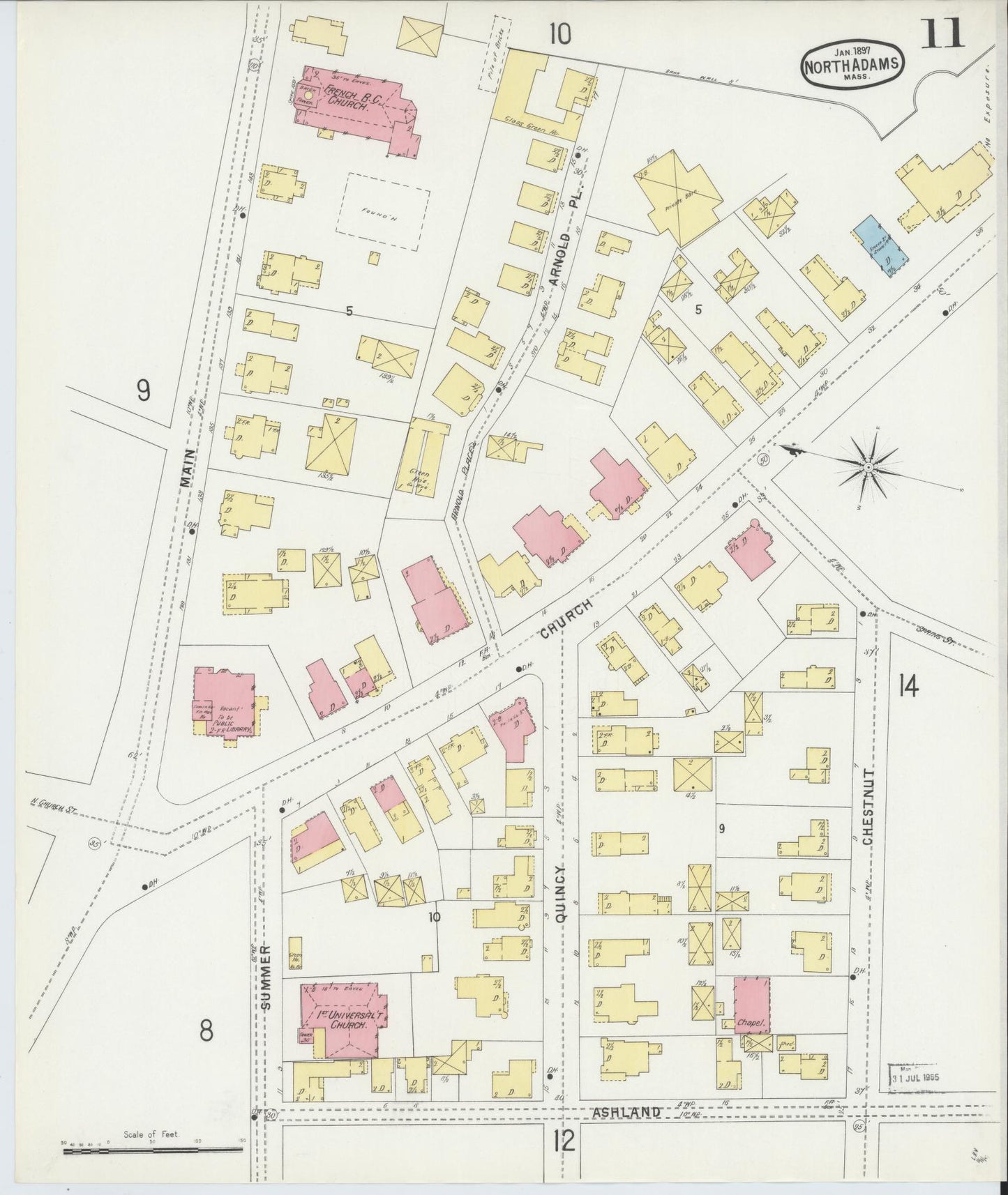 Sanborn Fire Insurance Map from North Adams, Berkshire County, Massachusetts (1897), Sheet #0011 - Complete Map Set gallery image, historic Sanborn map, vintage wall art, Massachusetts Massachusetts