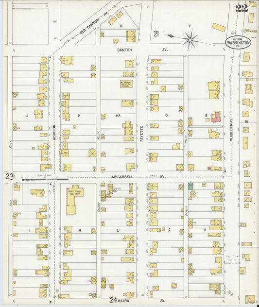 Sanborn Fire Insurance Map from Washington, Washington County, Pennsylvania (1900), Sheet #0022 - Historic Sanborn Fire Insurance Map Print, vintage old map wall art, antique decor, genealogy gift, Pennsylvania Pennsylvania map