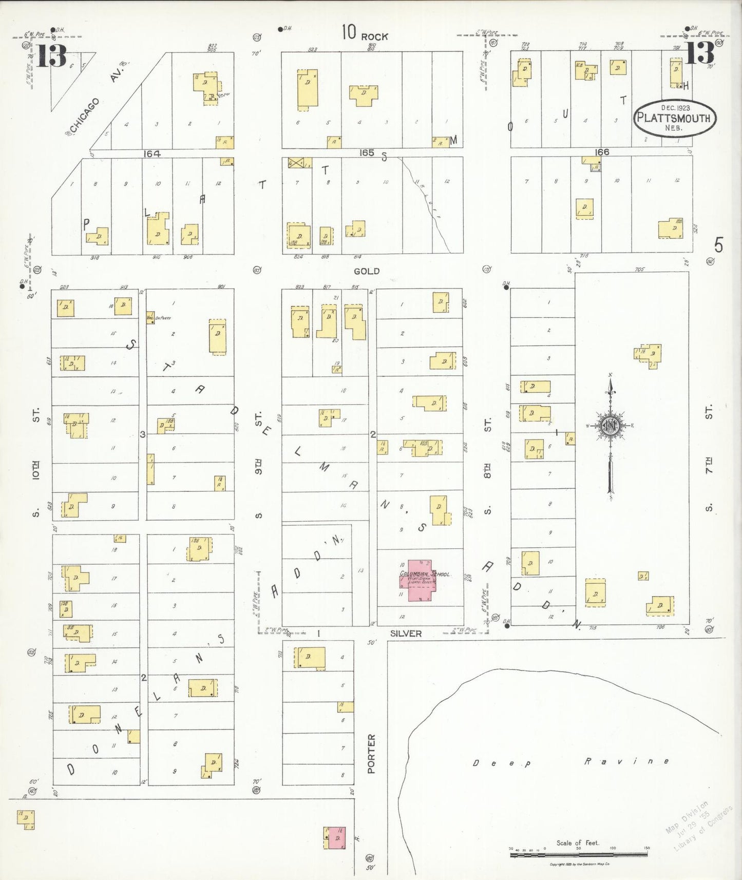 Sanborn Fire Insurance Map from Plattsmouth, Cass County, Nebraska (1923), Sheet #0013 - Complete Map Set gallery image, historic Sanborn map, vintage wall art, Nebraska Nebraska
