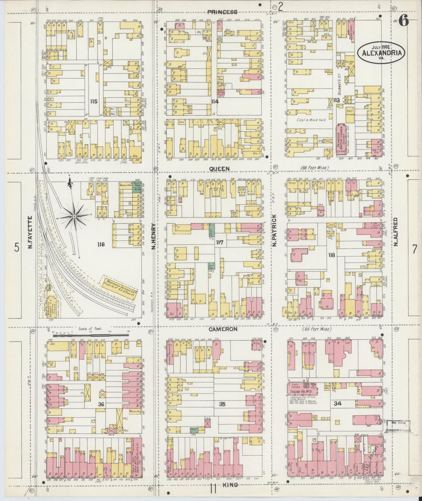 Sanborn Fire Insurance Map from Alexandria, Independent Cities, Virginia (1902), Sheet #0006 - Complete Map Set gallery image, historic Sanborn map, vintage wall art, Virginia Virginia