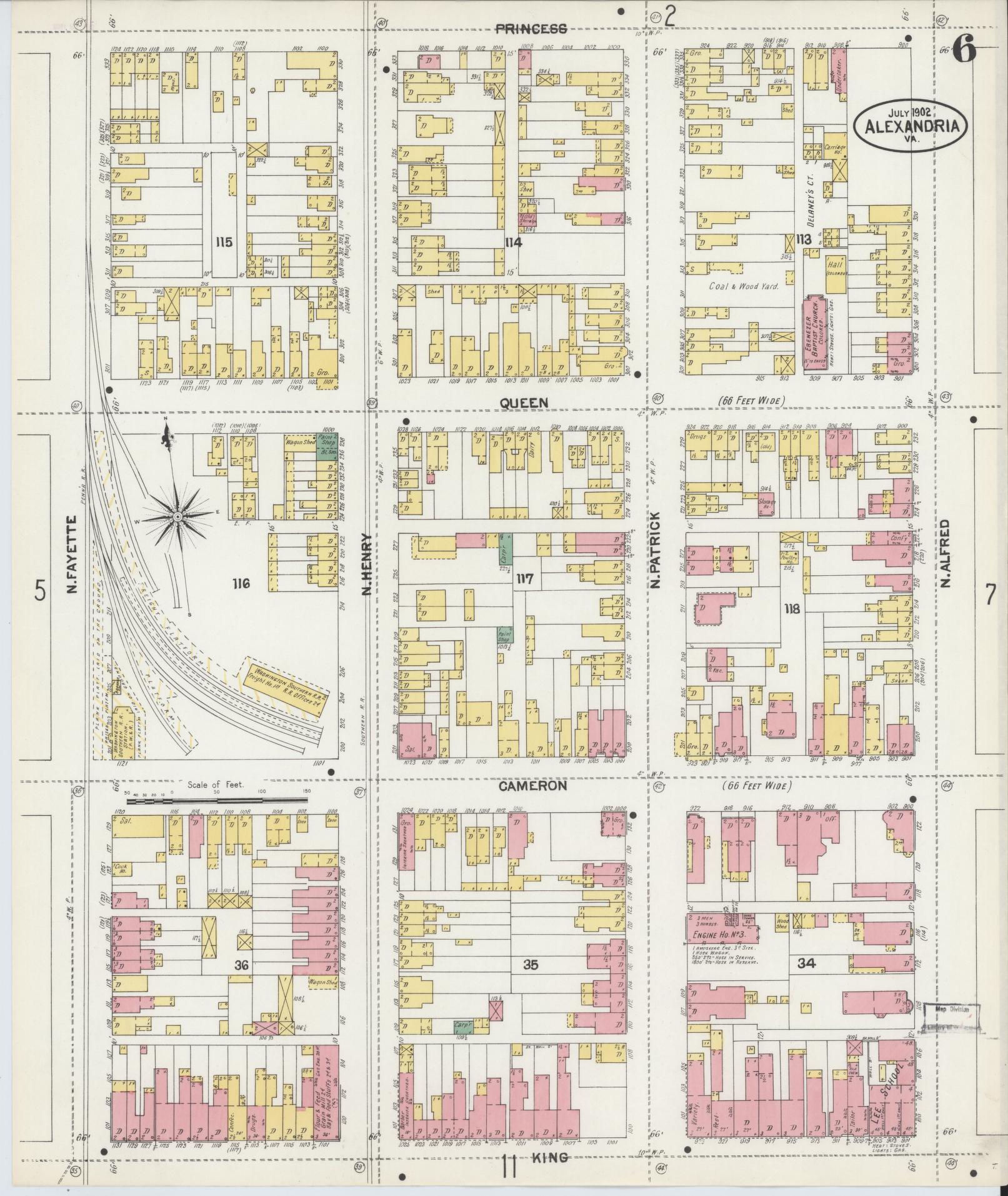 Sanborn Fire Insurance Map from Alexandria, Independent Cities, Virginia (1902), Sheet #0006 - Complete Map Set gallery image, historic Sanborn map, vintage wall art, Virginia Virginia