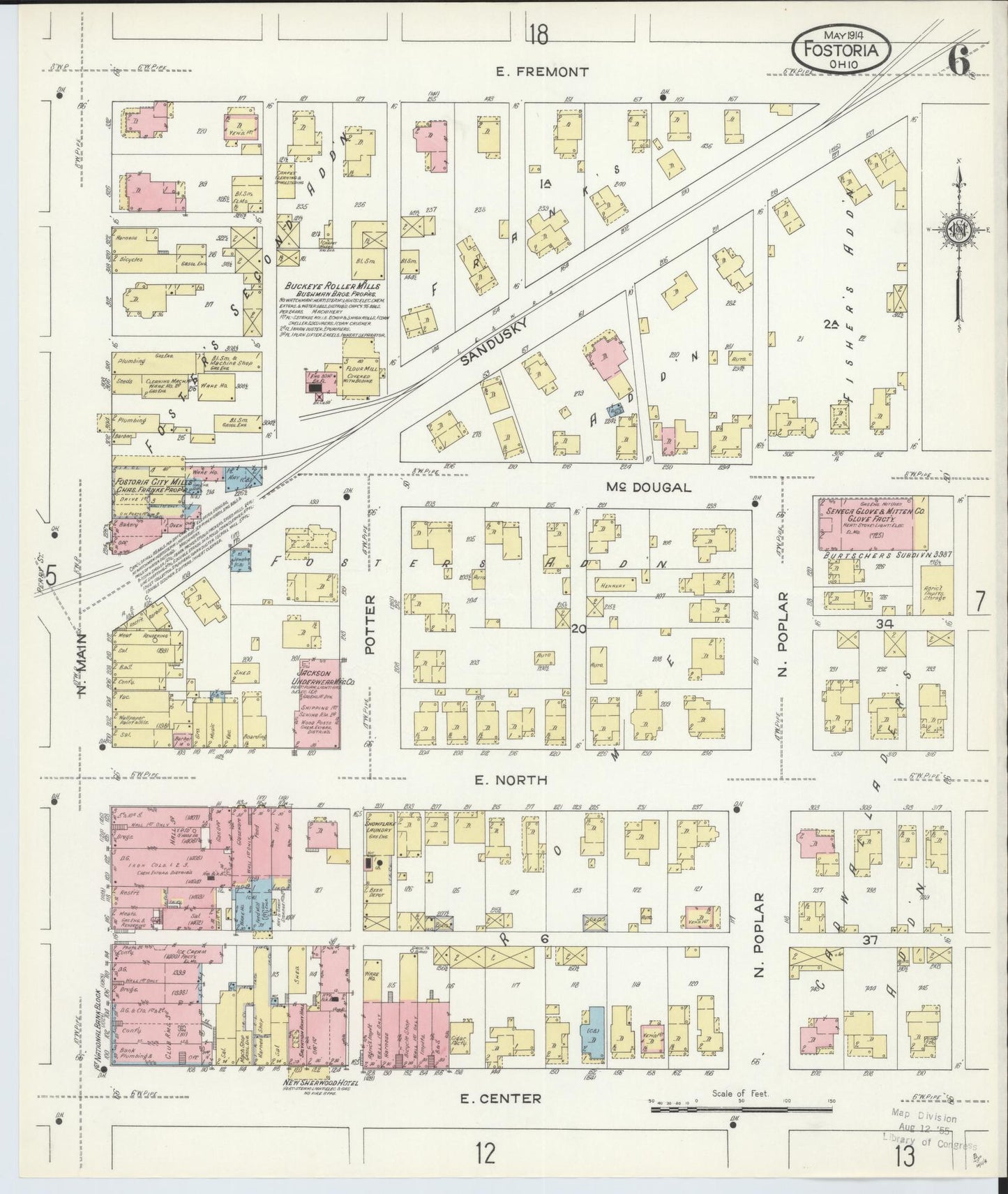 Sanborn Fire Insurance Map from Fostoria, Seneca, Hancock, And Wood Counties, Ohio (1914), Sheet #0006 - Historic Sanborn Fire Insurance Map Print, vintage old map wall art, antique decor, genealogy gift, Ohio Ohio map