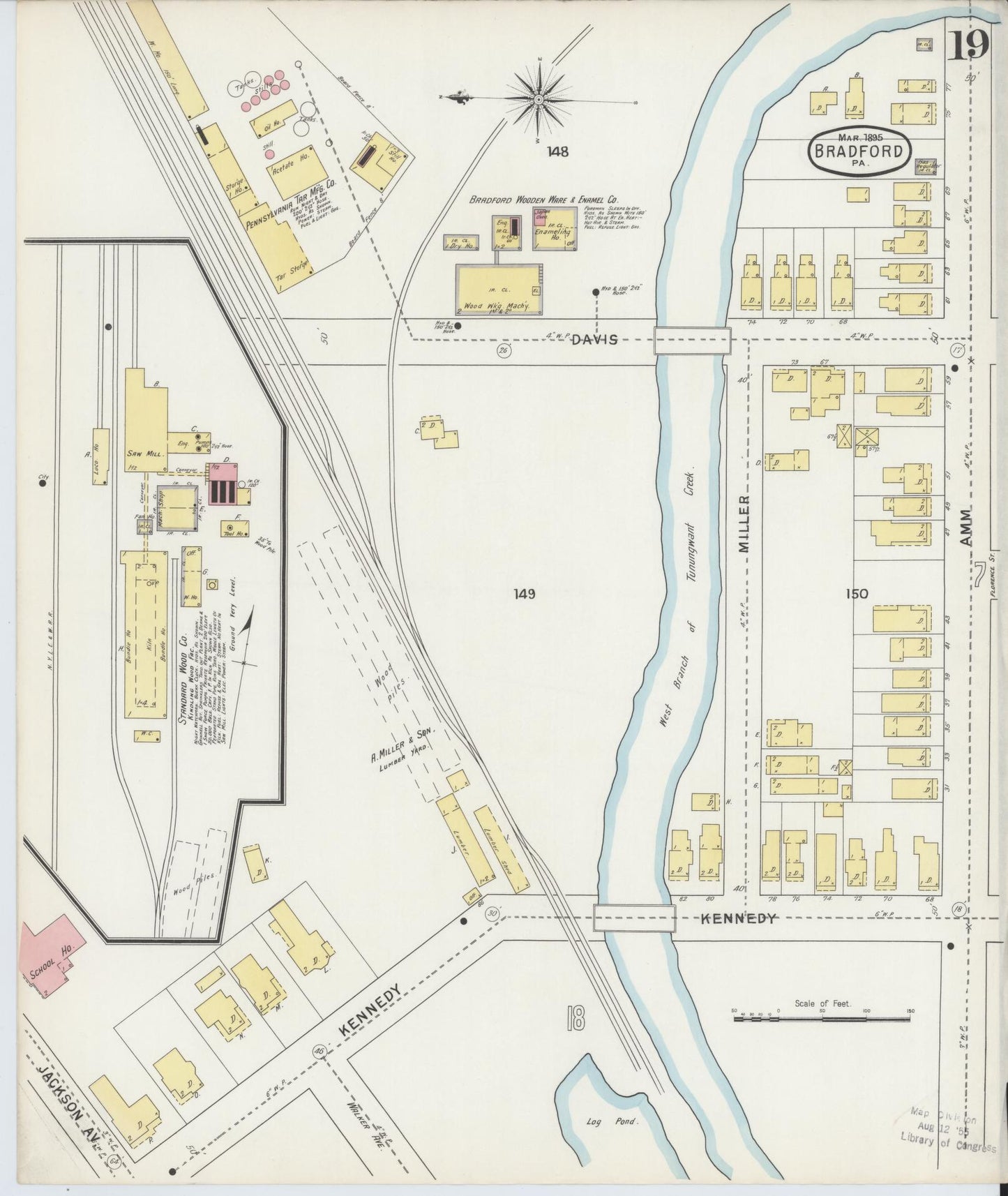 Sanborn Fire Insurance Map from Bradford, McKean County, Pennsylvania (1895), Sheet #0019 - Historic Sanborn Fire Insurance Map Print, vintage old map wall art, antique decor, genealogy gift, Pennsylvania Pennsylvania map