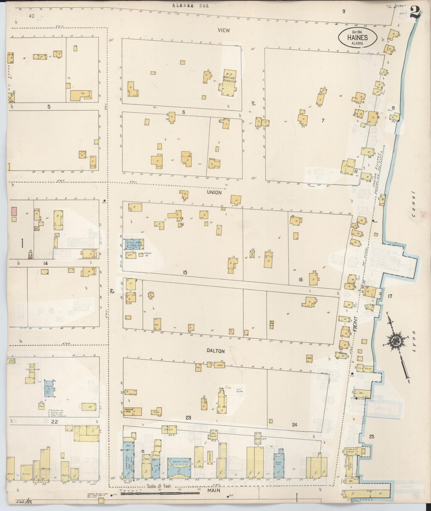 Sanborn Fire Insurance Map from Haines, Haines Census Division, Alaska (1948), Sheet #0002 - Historic Sanborn Fire Insurance Map Print, vintage old map wall art, antique decor, genealogy gift, Alaska Alaska map