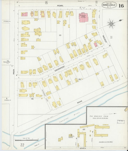 Sanborn Fire Insurance Map from Hornell, Steuben County, New York (1904), Sheet #0016 - Historic Sanborn Fire Insurance Map Print, vintage old map wall art, antique decor, genealogy gift, New York New York map
