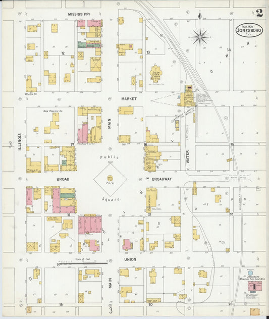 Sanborn Fire Insurance Map from Jonesboro, Union County, Illinois (1900), Sheet #0002 - Historic Sanborn Fire Insurance Map Print, vintage old map wall art, antique decor, genealogy gift, Illinois Illinois map