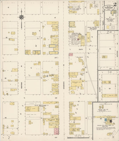 Sanborn Fire Insurance Map from Fairview, Richland County, Montana (1914), Sheet #0002 - Complete Map Set gallery image, historic Sanborn map, vintage wall art, Montana Montana