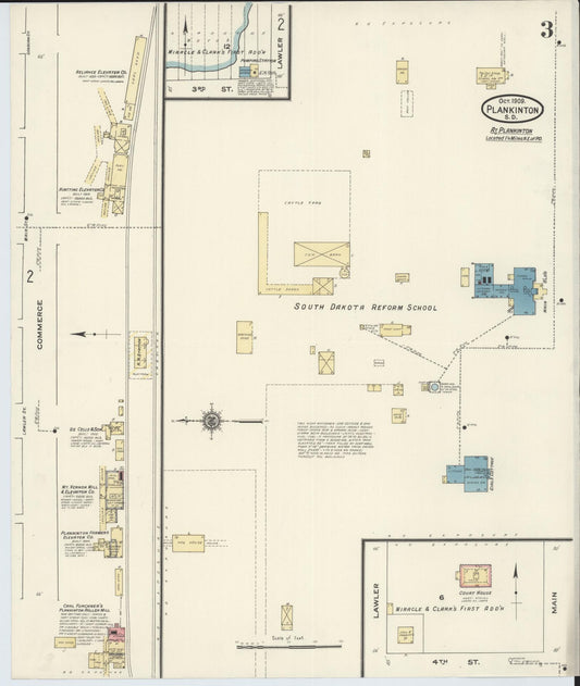 Sanborn Fire Insurance Map from Plankinton, Aurora County, South Dakota (1909), Sheet #0003 - Historic Sanborn Fire Insurance Map Print, vintage old map wall art, antique decor, genealogy gift, South Dakota South Dakota map