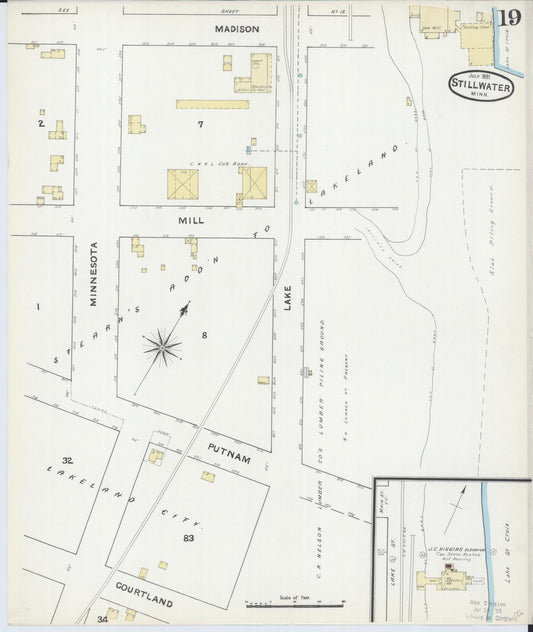Sanborn Fire Insurance Map from Stillwater, Washington County, Minnesota (1891), Sheet #0019 - Historic Sanborn Fire Insurance Map Print, vintage old map wall art, antique decor, genealogy gift, Minnesota Minnesota map