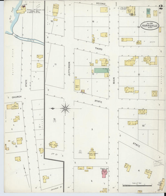 Sanborn Fire Insurance Map from Harrisville, Alcona County, Michigan (1898), Sheet #0002 - Historic Sanborn Fire Insurance Map Print, vintage old map wall art, antique decor, genealogy gift, Michigan Michigan map