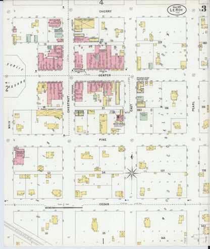 Sanborn Fire Insurance Map from Leroy, McLean County, Illinois (1899), Sheet #0003 - Historic Sanborn Fire Insurance Map Print, vintage old map wall art, antique decor, genealogy gift, Illinois Illinois map