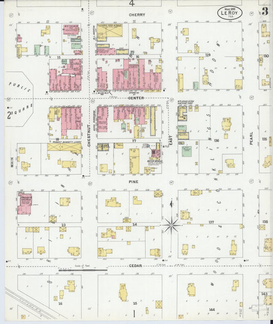 Sanborn Fire Insurance Map from Leroy, McLean County, Illinois (1899), Sheet #0003 - Historic Sanborn Fire Insurance Map Print, vintage old map wall art, antique decor, genealogy gift, Illinois Illinois map