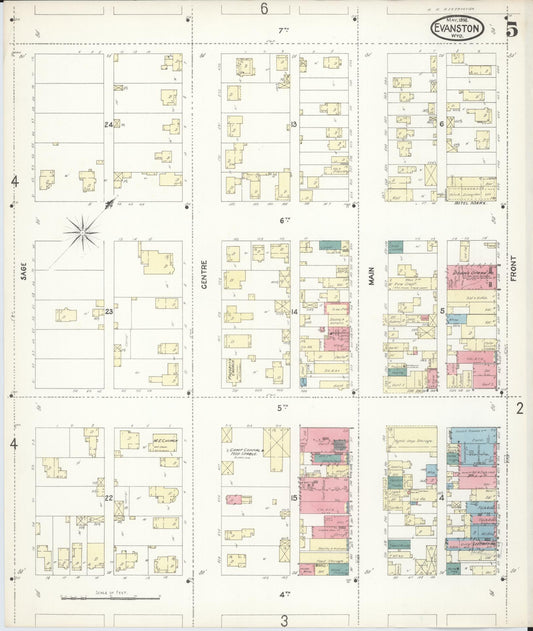 Sanborn Fire Insurance Map from Evanston, Uinta County, Wyoming (1898), Sheet #0005 - Historic Sanborn Fire Insurance Map Print, vintage old map wall art, antique decor, genealogy gift, Wyoming Wyoming map