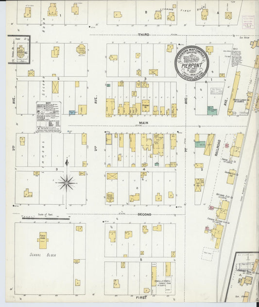 Sanborn Fire Insurance Map from Pierpont, Day County, South Dakota (1904), Sheet #0001 - Historic Sanborn Fire Insurance Map Print, vintage old map wall art, antique decor, genealogy gift, South Dakota South Dakota map