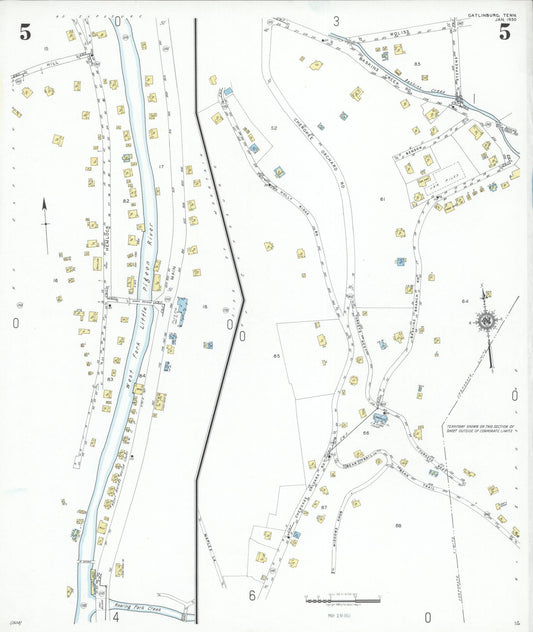 Sanborn Fire Insurance Map from Gatlinburg, Sevier County, Tennessee (1950), Sheet #0005 - Historic Sanborn Fire Insurance Map Print, vintage old map wall art, antique decor, genealogy gift, Tennessee Tennessee map