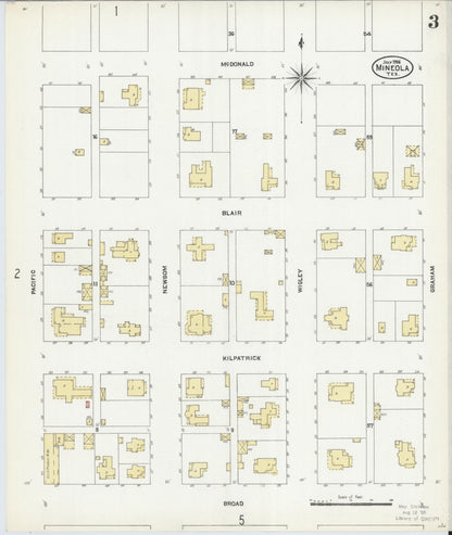 Sanborn Fire Insurance Map from Mineola, Wood County, Texas (1906), Sheet #0003 - Historic Sanborn Fire Insurance Map Print, vintage old map wall art, antique decor, genealogy gift, Texas Texas map