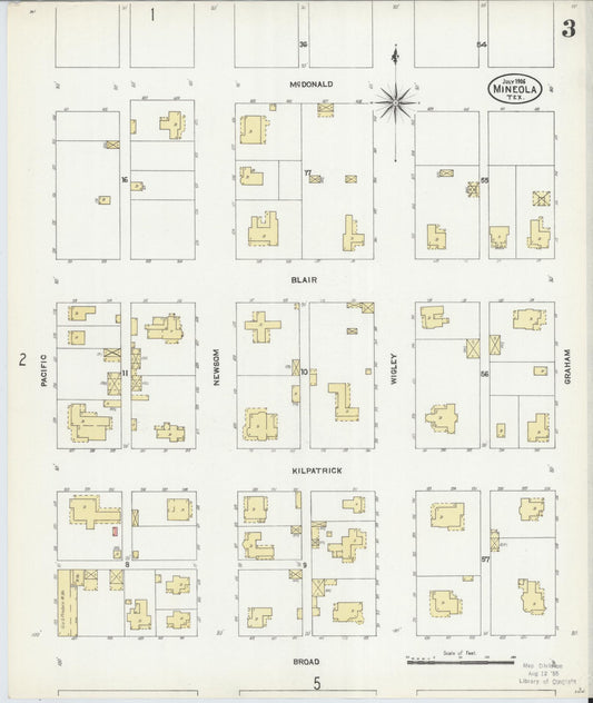 Sanborn Fire Insurance Map from Mineola, Wood County, Texas (1906), Sheet #0003 - Historic Sanborn Fire Insurance Map Print, vintage old map wall art, antique decor, genealogy gift, Texas Texas map