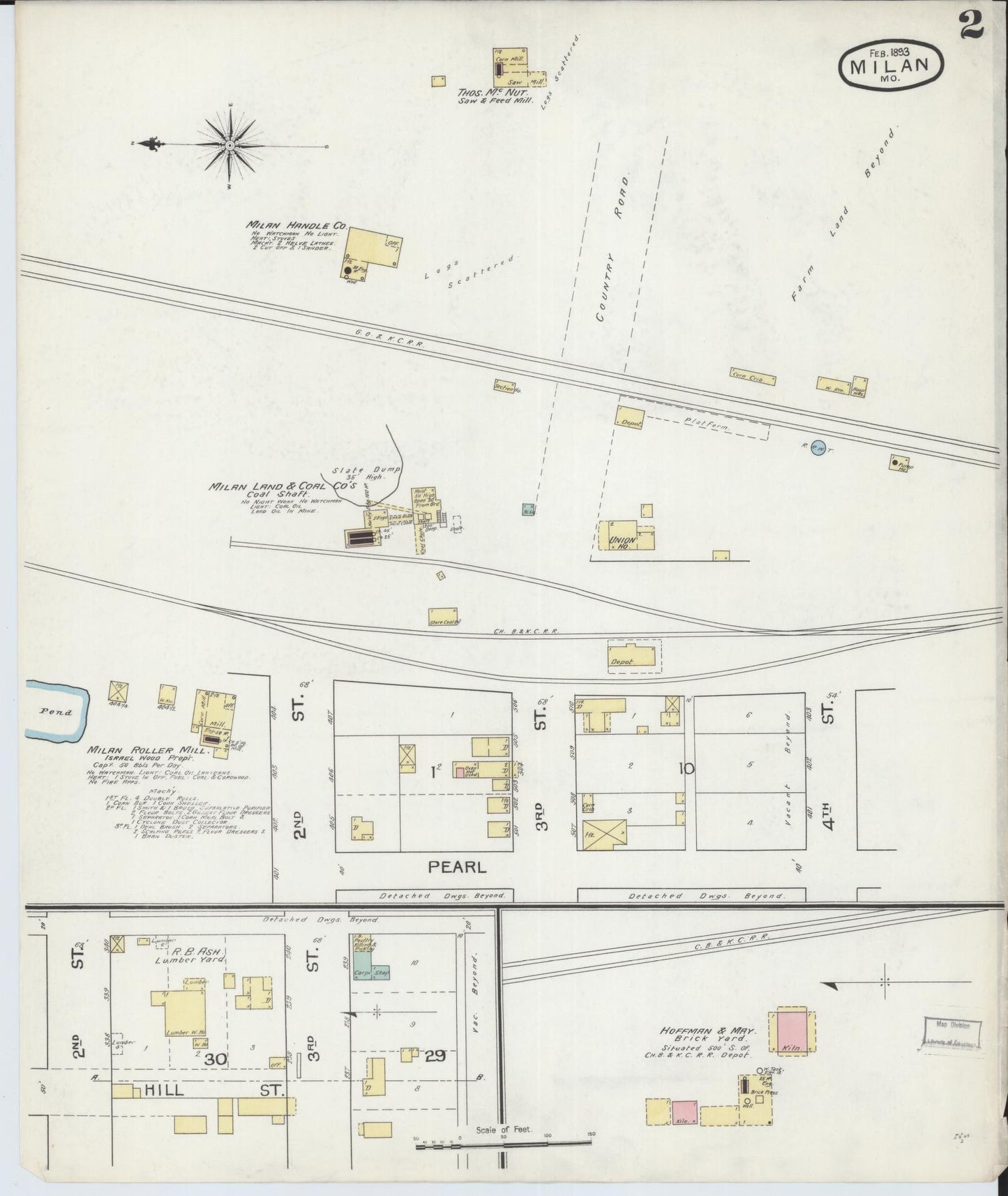 Sanborn Fire Insurance Map from Milan, Sullivan County, Missouri (1893), Sheet #0002 - Historic Sanborn Fire Insurance Map Print, vintage old map wall art, antique decor, genealogy gift, Missouri Missouri map