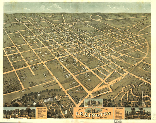Bird's eye view of the city of Lexington, Fayette County, Kentucky 1871. (1871) – Historic Bird’s-Eye View Panorama Print