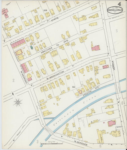 Sanborn Fire Insurance Map from Hornell, Steuben County, New York (1893), Sheet #0004 - Complete Map Set gallery image, historic Sanborn map, vintage wall art, New York New York