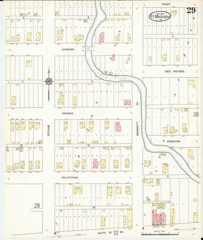 Sanborn Fire Insurance Map from Fort Madison, Lee County, Iowa (1913), Sheet #0029 - Historic Sanborn Fire Insurance Map Print