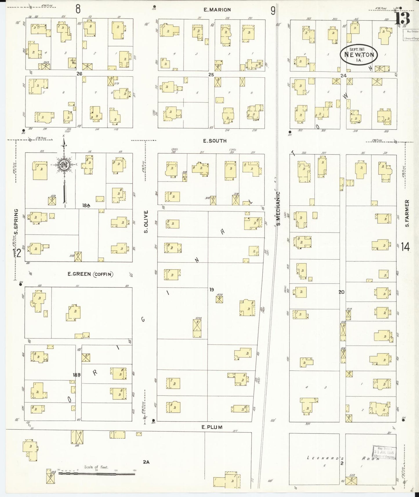 Sanborn Fire Insurance Map from Newton, Jasper County, Iowa (1911), Sheet #0013 - Historic Sanborn Fire Insurance Map Print