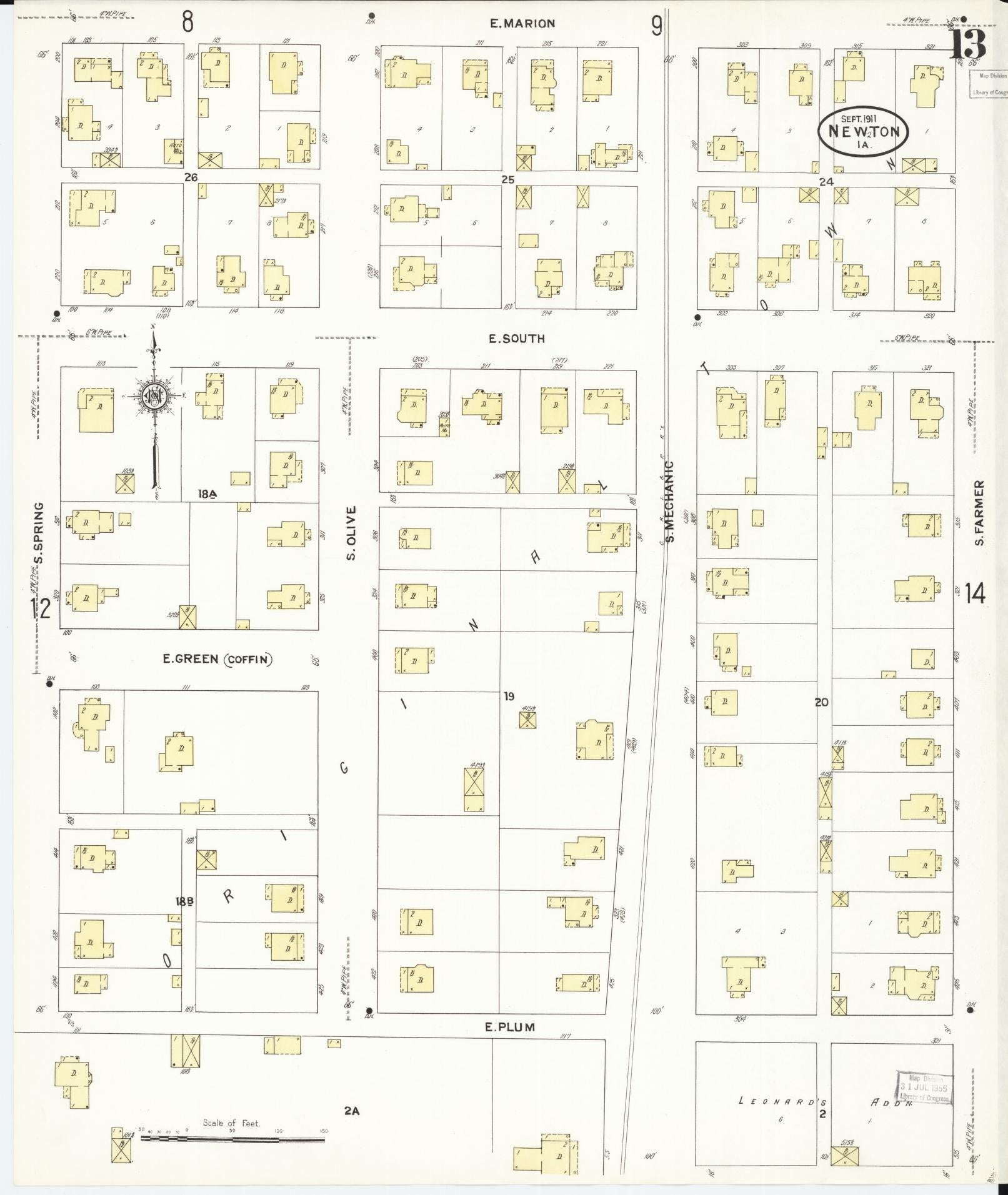 Sanborn Fire Insurance Map from Newton, Jasper County, Iowa (1911), Sheet #0013 - Historic Sanborn Fire Insurance Map Print