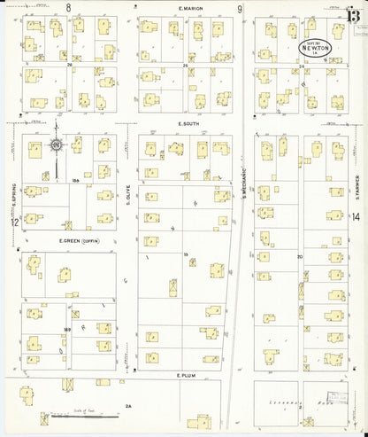 Sanborn Fire Insurance Map from Newton, Jasper County, Iowa (1911), Sheet #0013 - Historic Sanborn Fire Insurance Map Print