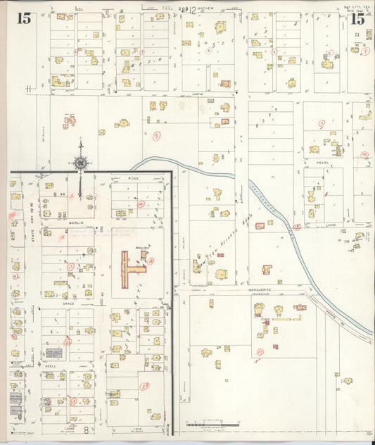 Sanborn Fire Insurance Map from Bay City, Matagorda County, Texas (1947), Sheet #0015 - Historic Sanborn Fire Insurance Map Print, vintage old map wall art, antique decor, genealogy gift, Texas Texas map