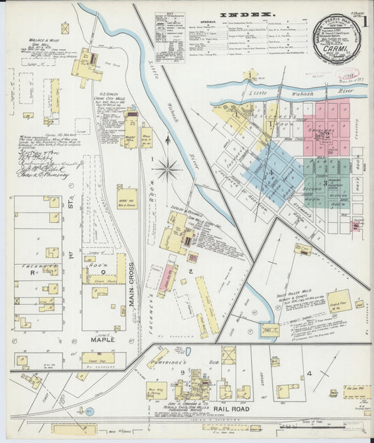 Sanborn Fire Insurance Map from Carmi, White County, Illinois (1893), Sheet #0001 - Complete Map Set gallery image, historic Sanborn map, vintage wall art, Illinois Illinois