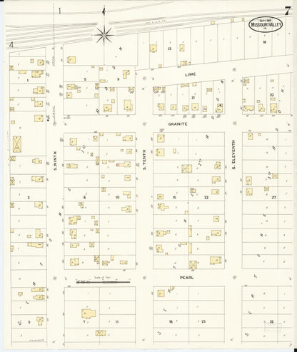 Sanborn Fire Insurance Map from Missouri Valley, Harrison County, Iowa (1908), Sheet #0007 - Complete Map Set gallery image, historic Sanborn map, vintage wall art, Missouri Missouri