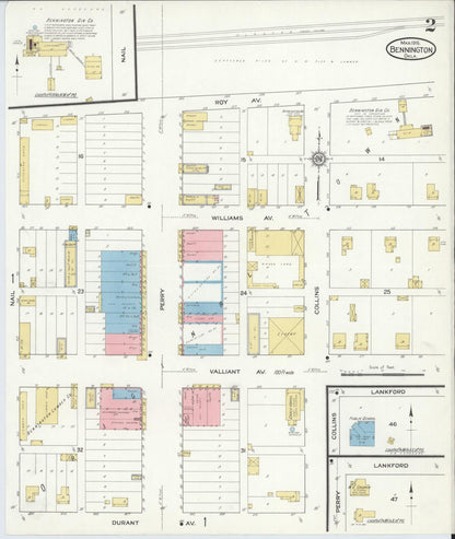 Sanborn Fire Insurance Map from Bennington, Bryan County, Oklahoma (1916), Sheet #0002 - Complete Map Set gallery image, historic Sanborn map, vintage wall art, Oklahoma Oklahoma