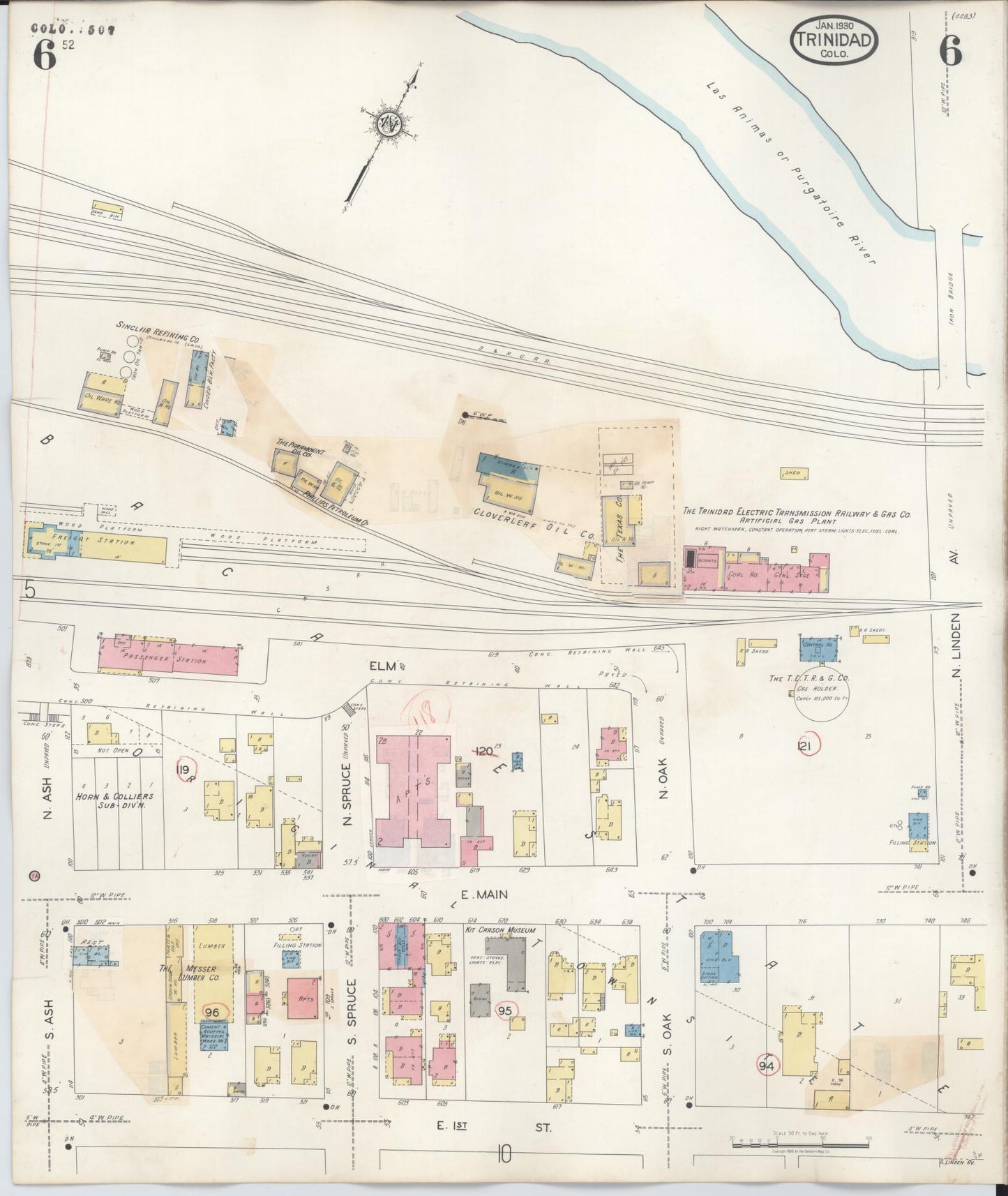 Sanborn Fire Insurance Map from Trinidad, Las Animas County, Colorado (1948), Sheet #0006 - Historic Sanborn Fire Insurance Map Print, vintage old map wall art, antique decor, genealogy gift, Colorado Colorado map