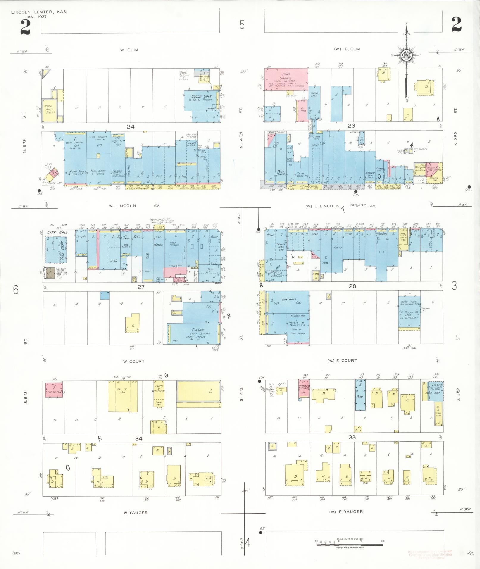 Sanborn Fire Insurance Map from Lincoln, Lincoln County, Kansas (1937), Sheet #0002 - Complete Map Set gallery image, historic Sanborn map, vintage wall art, Kansas Kansas