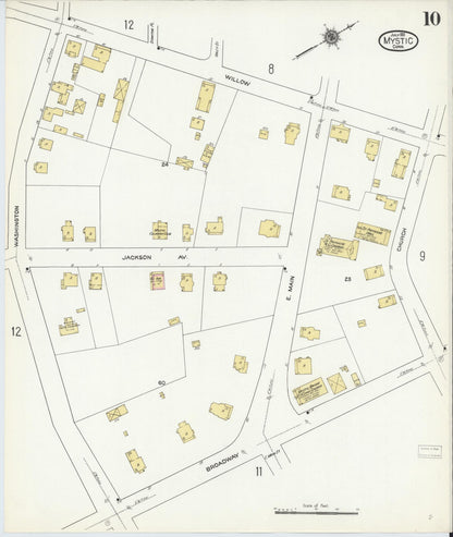 Sanborn Fire Insurance Map from Mystic, New London County, Connecticut (1911), Sheet #0010 - Complete Map Set gallery image, historic Sanborn map, vintage wall art, Connecticut Connecticut