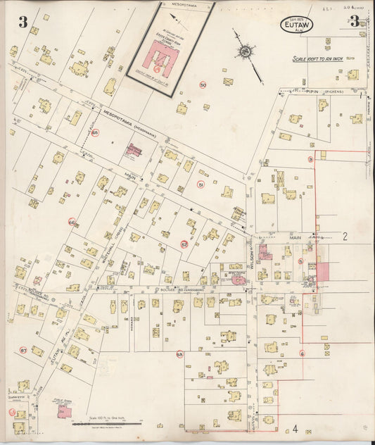 Sanborn Fire Insurance Map from Eutaw, Greene County, Alabama (1943), Sheet #0003 - Historic Sanborn Fire Insurance Map Print, vintage old map wall art, antique decor, genealogy gift, Alabama Alabama map