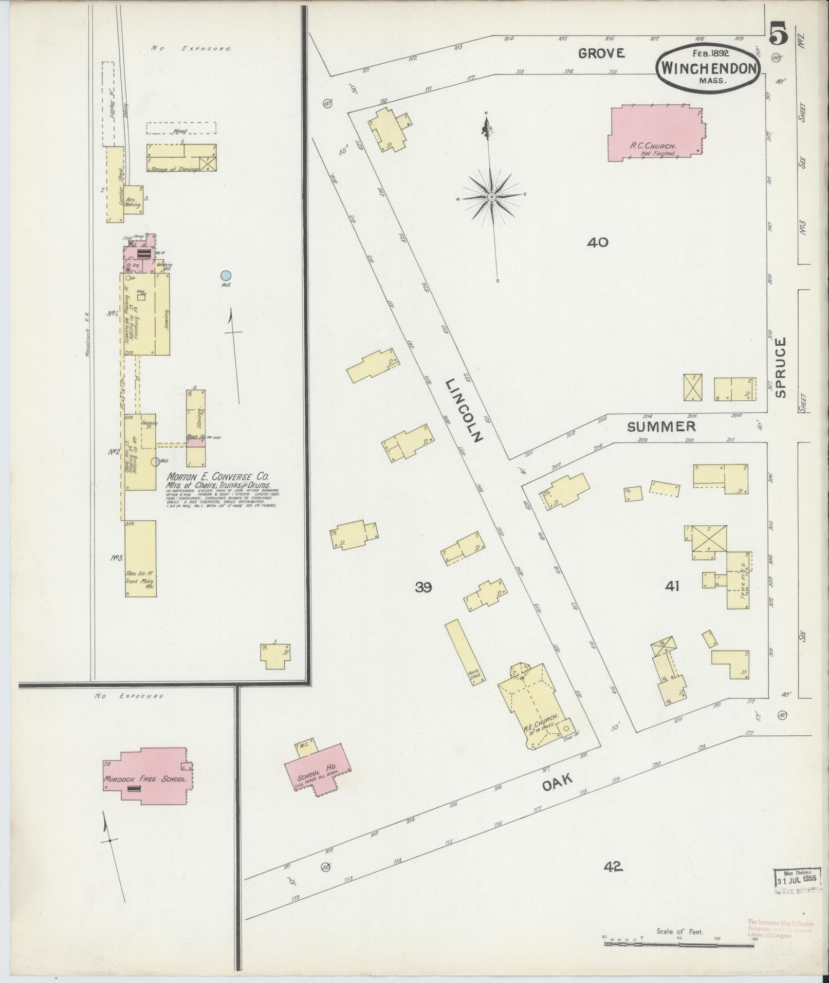 Sanborn Fire Insurance Map from Winchendon, Worcester County, Massachusetts (1892), Sheet #0005 - Complete Map Set gallery image, historic Sanborn map, vintage wall art, Massachusetts Massachusetts