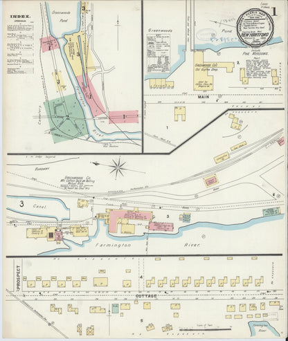 Sanborn Fire Insurance Map from New Hartford, Litchfield County, Connecticut (1897), Sheet #0001 - Complete Map Set gallery image, historic Sanborn map, vintage wall art, Connecticut Connecticut