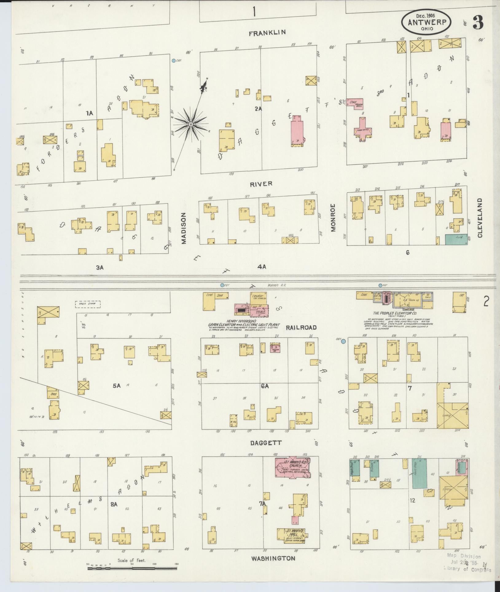 Sanborn Fire Insurance Map from Antwerp, Paulding County, Ohio (1905), Sheet #0003 - Complete Map Set gallery image, historic Sanborn map, vintage wall art, Ohio Ohio