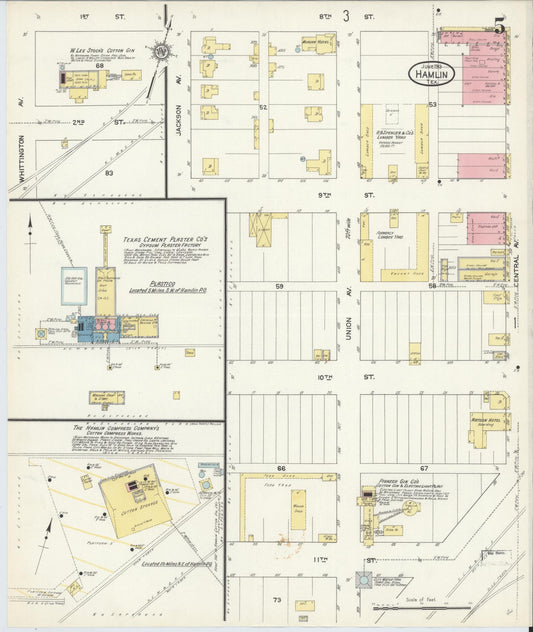 Sanborn Fire Insurance Map from Hamlin, Jones County, Texas (1913), Sheet #0005 - Historic Sanborn Fire Insurance Map Print, vintage old map wall art, antique decor, genealogy gift, Texas Texas map